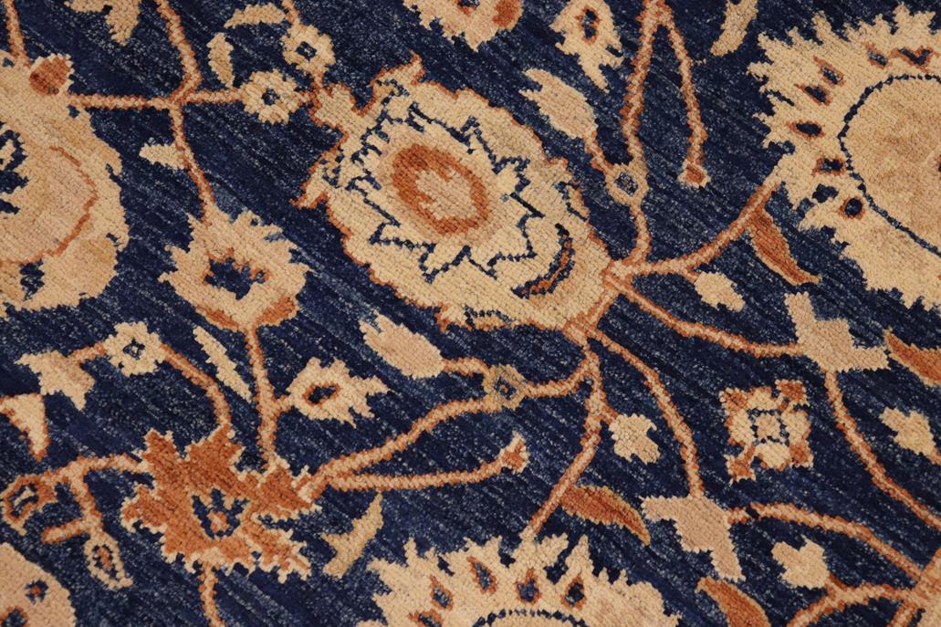 handmade Transitional Kafkaz Blue Dull Orange Hand Knotted RECTANGLE 100% WOOL area rug 9 x 12