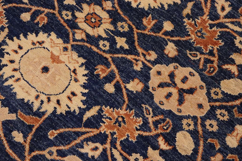 handmade Transitional Kafkaz Blue Dull Orange Hand Knotted RECTANGLE 100% WOOL area rug 9 x 12
