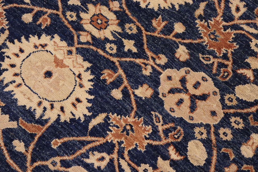 handmade Transitional Kafkaz Blue Dull Orange Hand Knotted RECTANGLE 100% WOOL area rug 9' x 12'