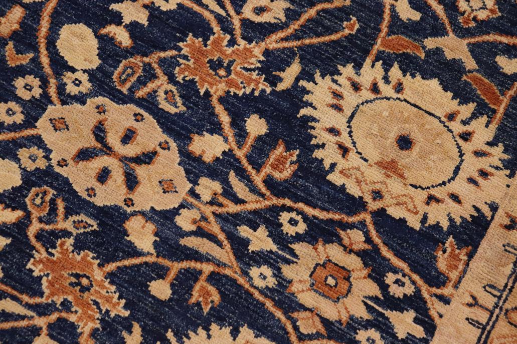 handmade Transitional Kafkaz Blue Dull Orange Hand Knotted RECTANGLE 100% WOOL area rug 9 x 12