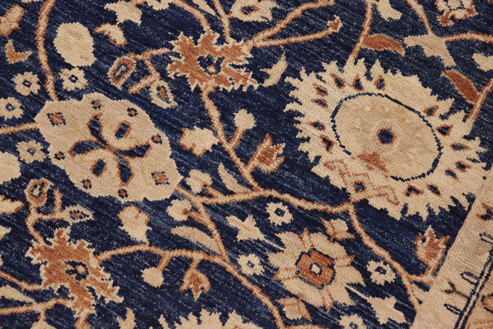 handmade Transitional Kafkaz Blue Dull Orange Hand Knotted RECTANGLE 100% WOOL area rug 9' x 12'