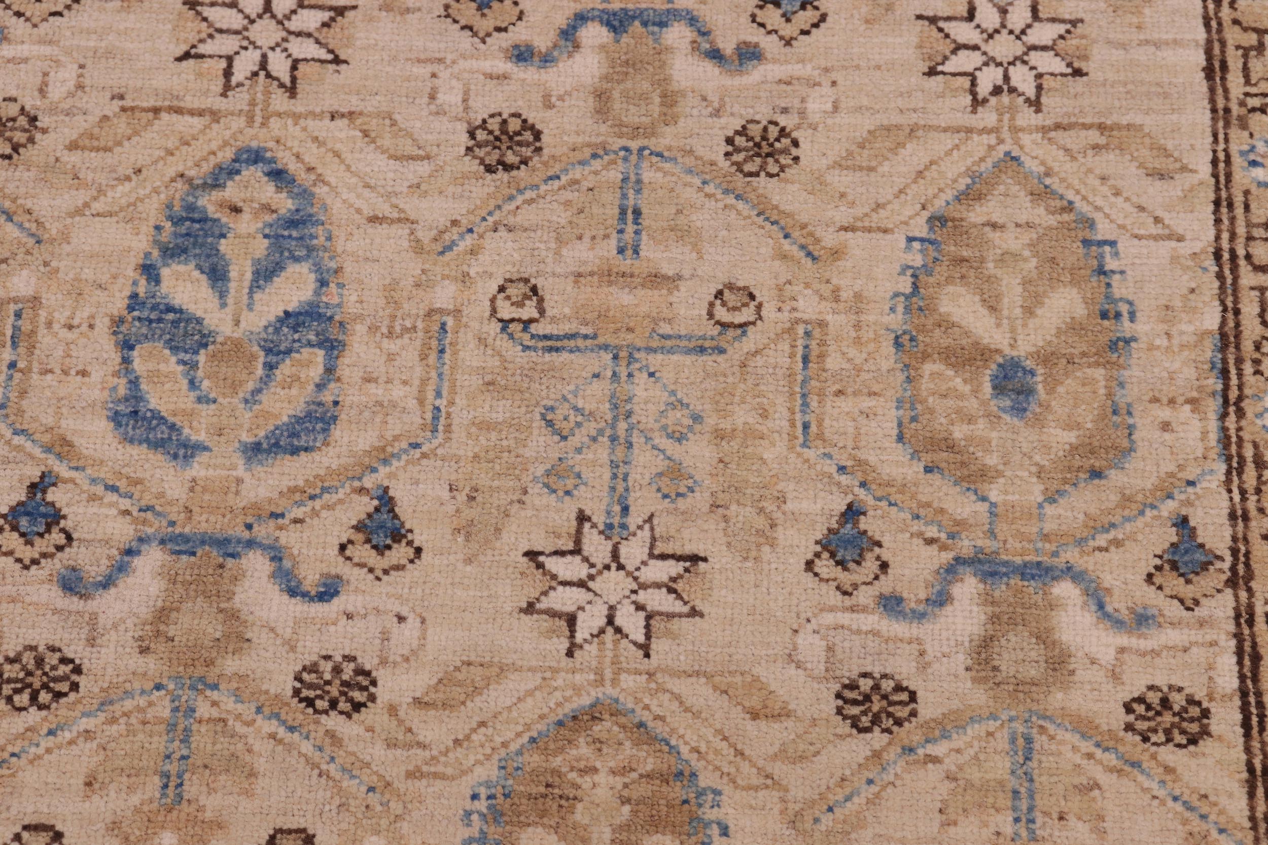 handmade Transitional Kafkaz Beige Tan Hand Knotted RECTANGLE 100% WOOL area rug 9' x 12'
