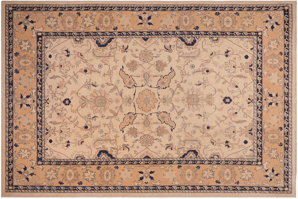 handmade Traditional Kafkaz Beige Peach Hand Knotted RECTANGLE 100% WOOL area rug 9x11