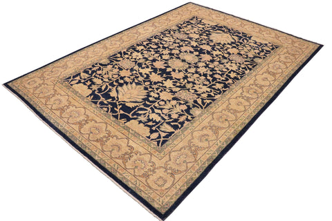 handmade Transitional Kafkaz Blue Beige Hand Knotted RECTANGLE 100% WOOL area rug 9' x 13'