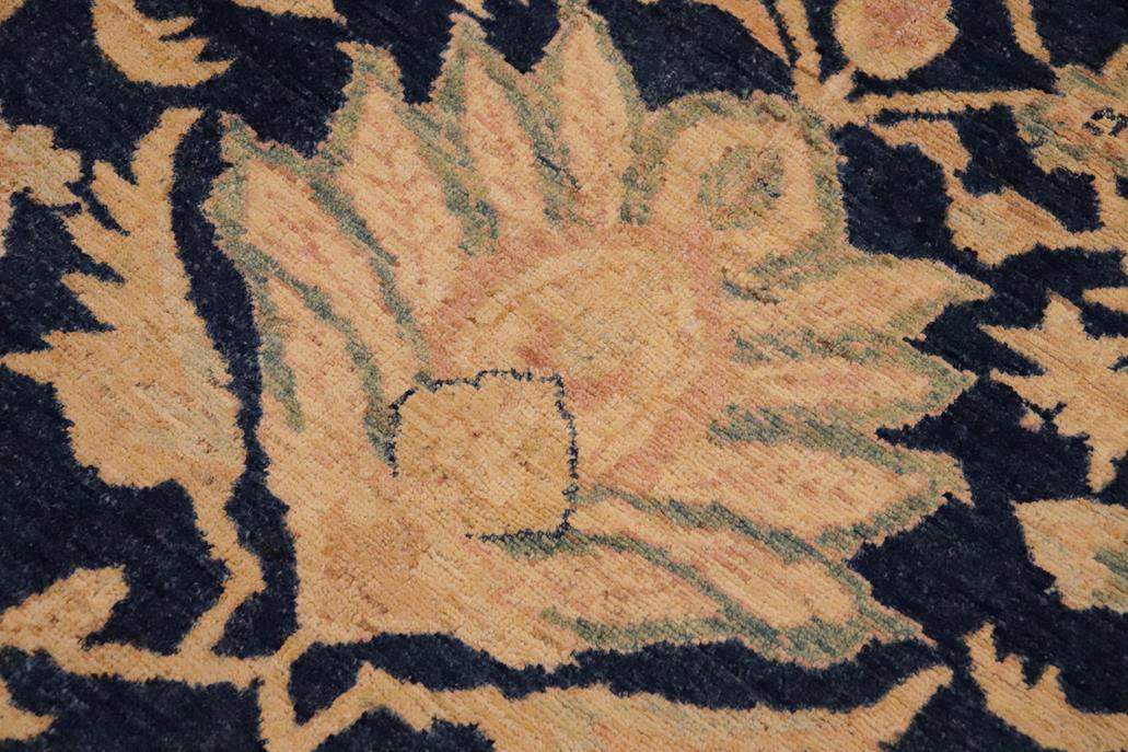 handmade Traditional Kafkaz Blue Beige Hand Knotted RECTANGLE 100% WOOL area rug 9 x 13