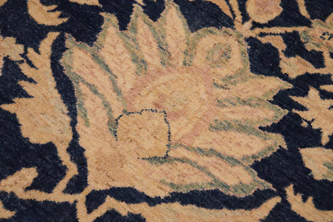 handmade Transitional Kafkaz Blue Beige Hand Knotted RECTANGLE 100% WOOL area rug 9' x 13'