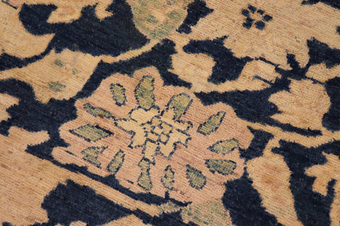 handmade Transitional Kafkaz Blue Beige Hand Knotted RECTANGLE 100% WOOL area rug 9' x 13'