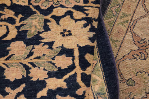 handmade Transitional Kafkaz Blue Beige Hand Knotted RECTANGLE 100% WOOL area rug 9' x 13'