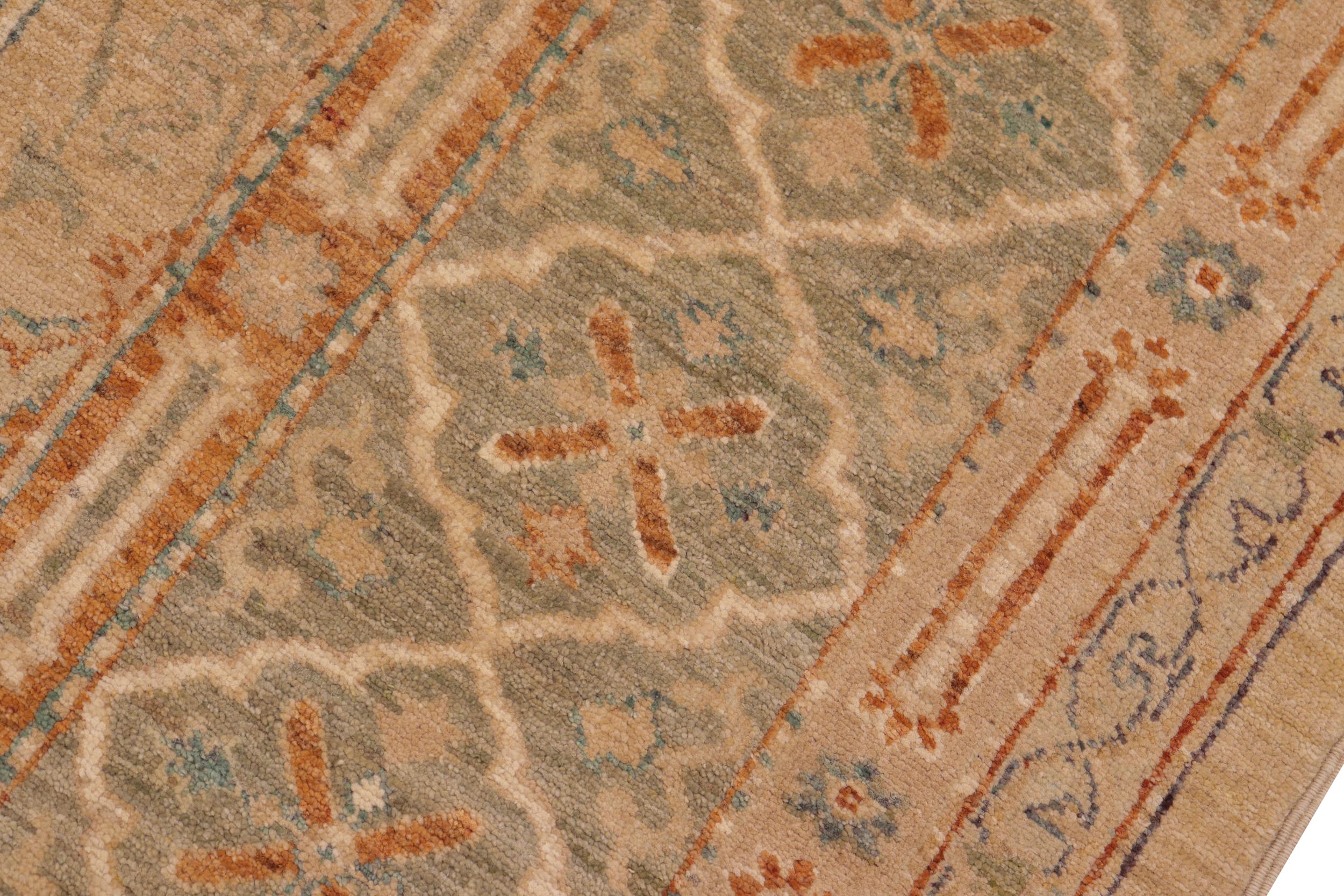 handmade Transitional Kafkaz Tan Green Hand Knotted RECTANGLE 100% WOOL area rug 9' x 10'