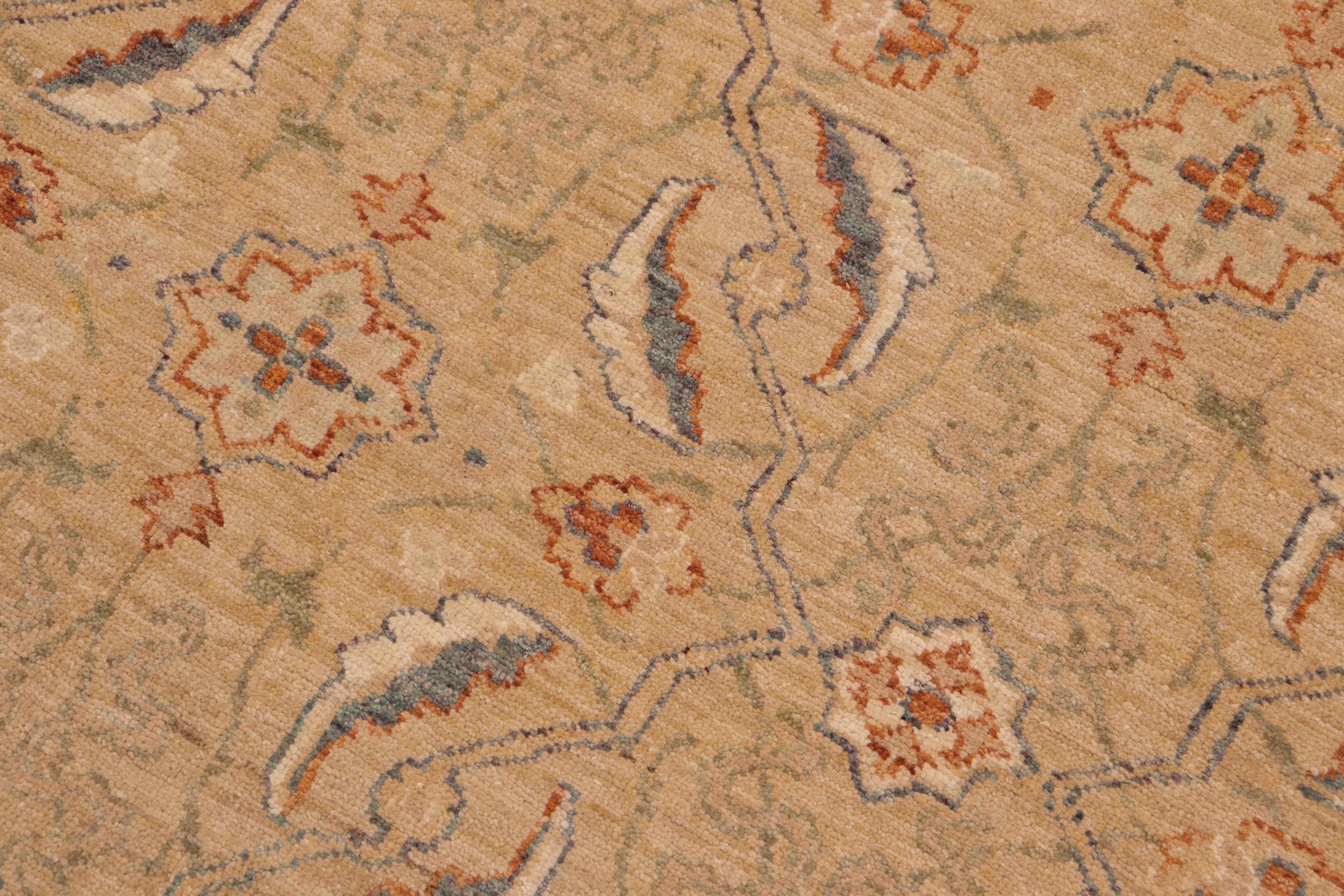 handmade Transitional Kafkaz Tan Green Hand Knotted RECTANGLE 100% WOOL area rug 9' x 10'