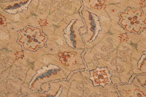 handmade Transitional Kafkaz Tan Green Hand Knotted RECTANGLE 100% WOOL area rug 9' x 10'