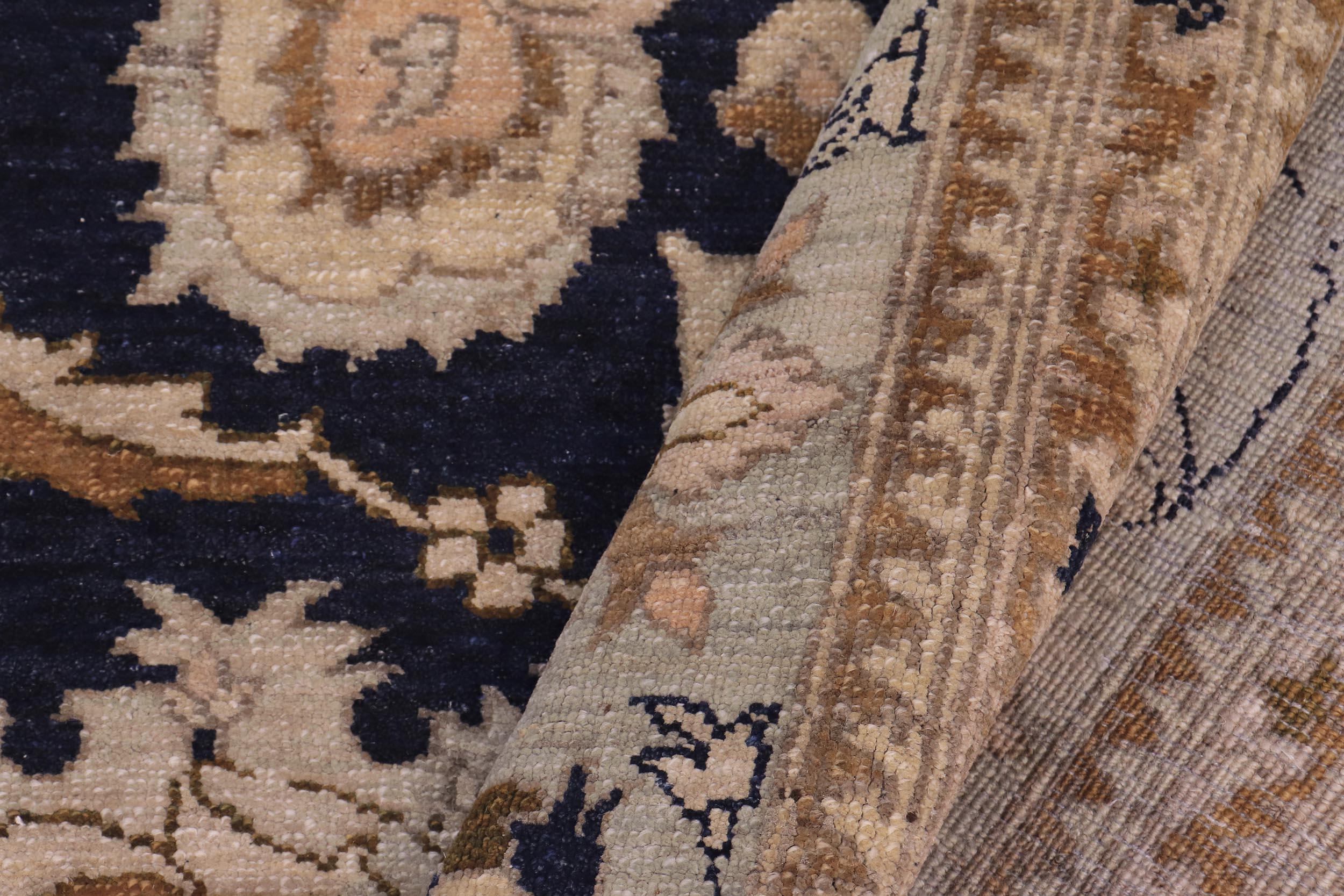 handmade Transitional Kafkaz Blue Green Hand Knotted RECTANGLE 100% WOOL area rug 9' x 13'