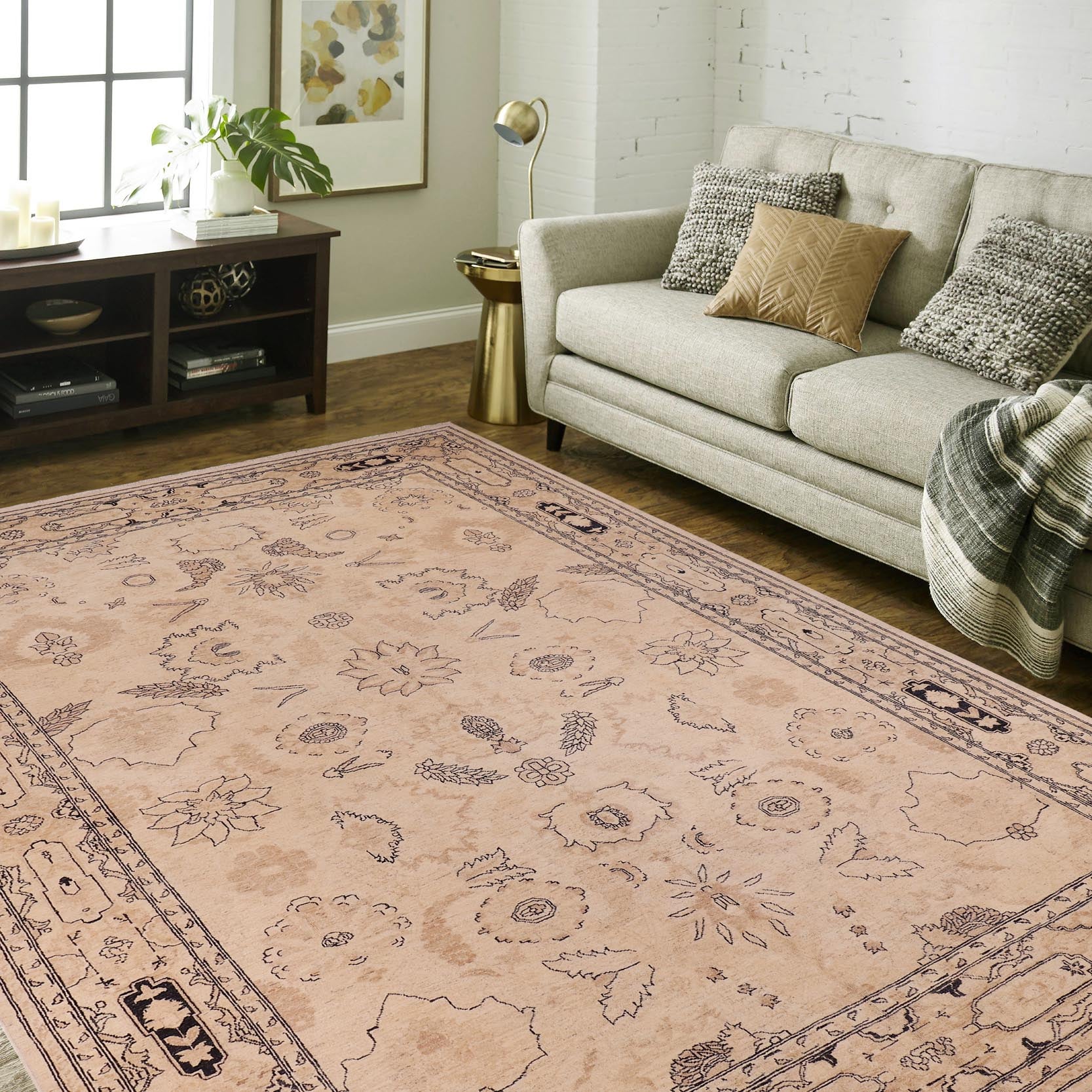 handmade Traditional Kafkaz Beige Tan Hand Knotted RECTANGLE 100% WOOL area rug 9x12