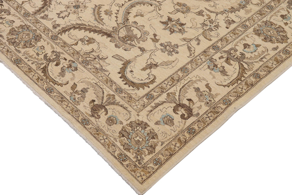 handmade Traditional Kafkaz Beige Blue Hand Knotted RECTANGLE 100% WOOL area rug 9x12