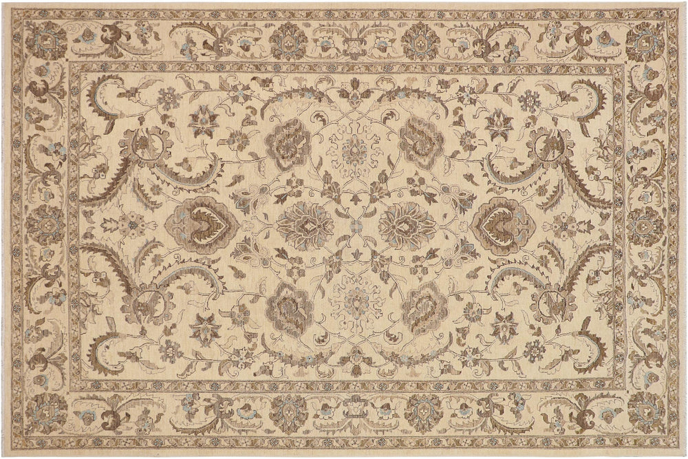 handmade Traditional Kafkaz Beige Blue Hand Knotted RECTANGLE 100% WOOL area rug 9x12