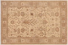 handmade Traditional Kafkaz Beige Tan Hand Knotted RECTANGLE 100% WOOL area rug 9x12