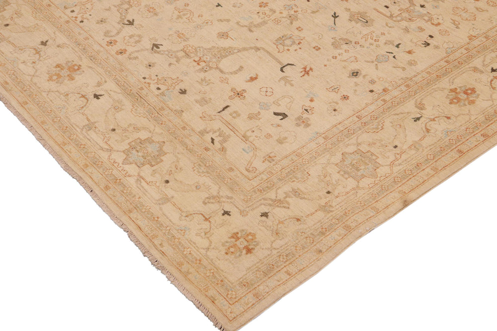 handmade Traditional Kafkaz Beige Rust Hand Knotted RECTANGLE 100% WOOL area rug 9x12