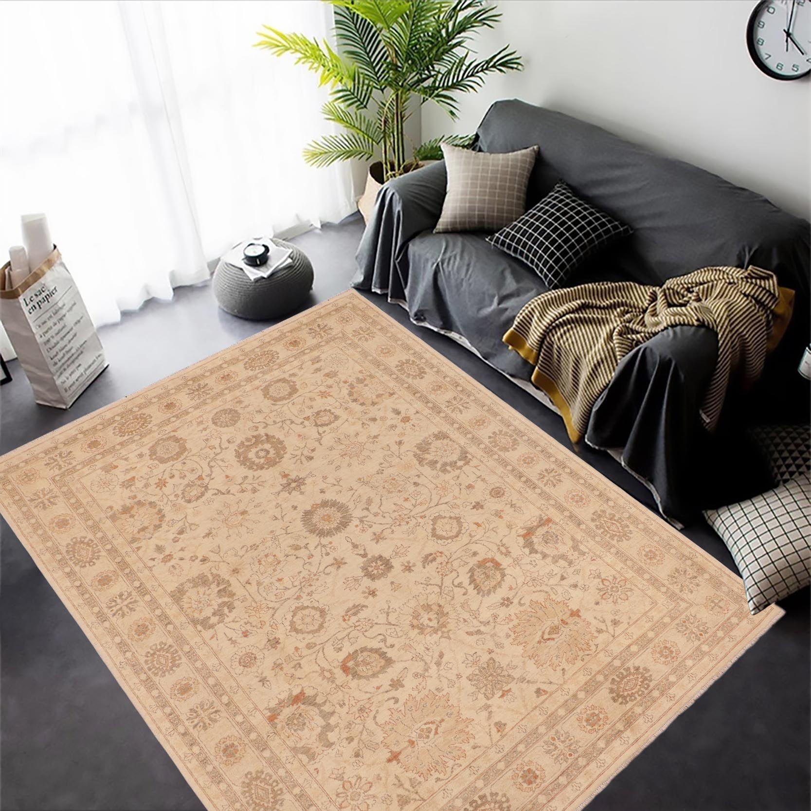 handmade Traditional Kafkaz Beige Rust Hand Knotted RECTANGLE 100% WOOL area rug 9x12