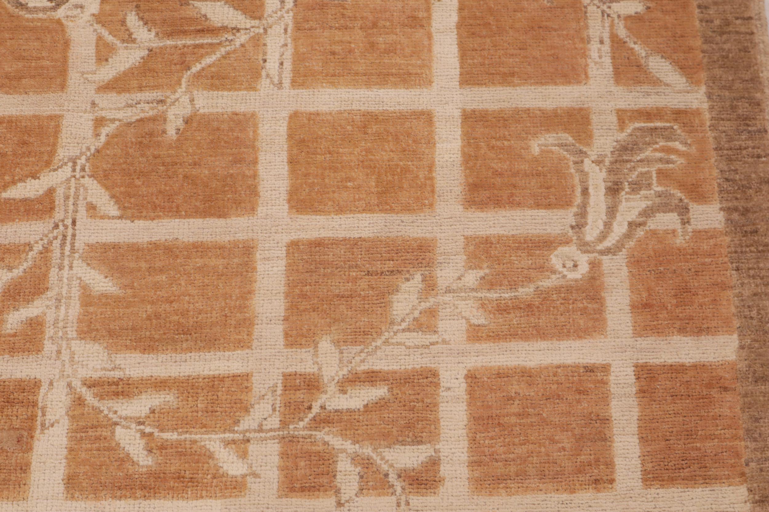 handmade Modern Kafkaz Orange Beige Hand Knotted RECTANGLE 100% WOOL area rug 9' x 12'