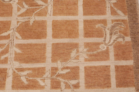 handmade Modern Kafkaz Orange Beige Hand Knotted RECTANGLE 100% WOOL area rug 9' x 12'