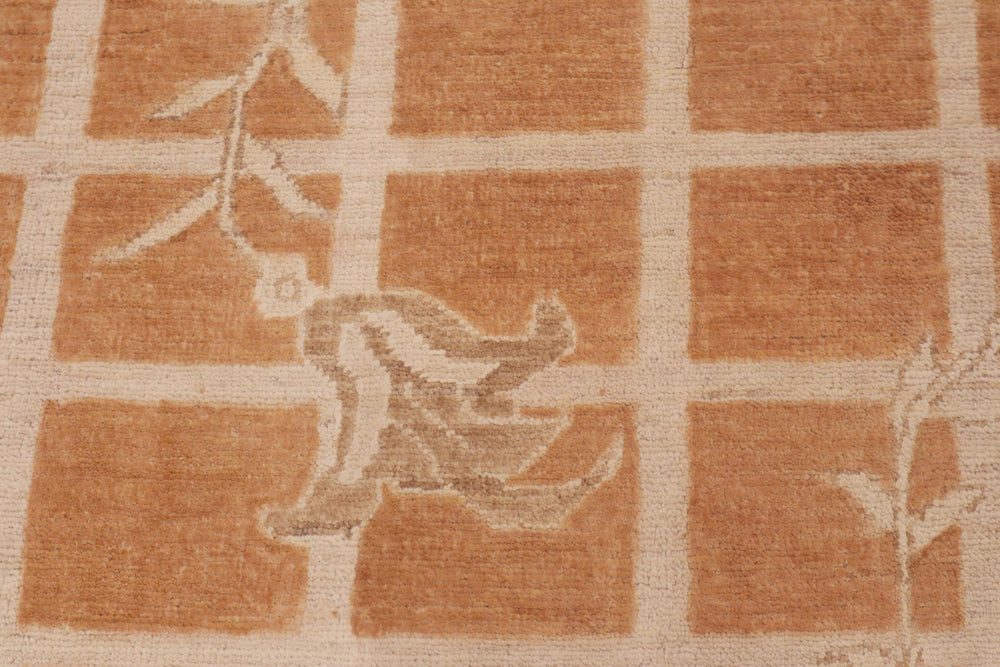 handmade Modern Kafkaz Orange Beige Hand Knotted RECTANGLE 100% WOOL area rug 9' x 12'
