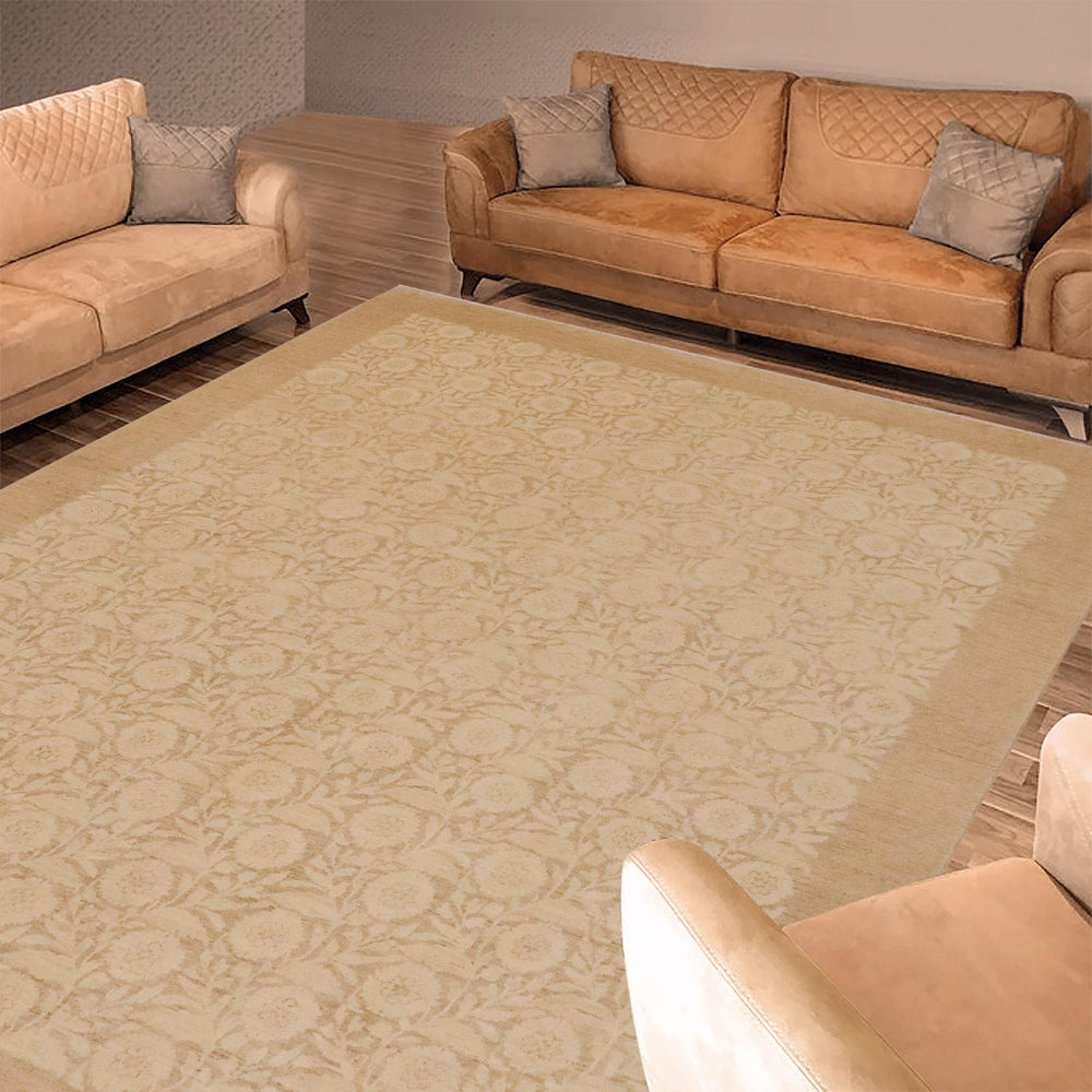 handmade Modern Kafkaz Beige Lt. Brown Hand Knotted RECTANGLE 100% WOOL area rug 9' x 12'