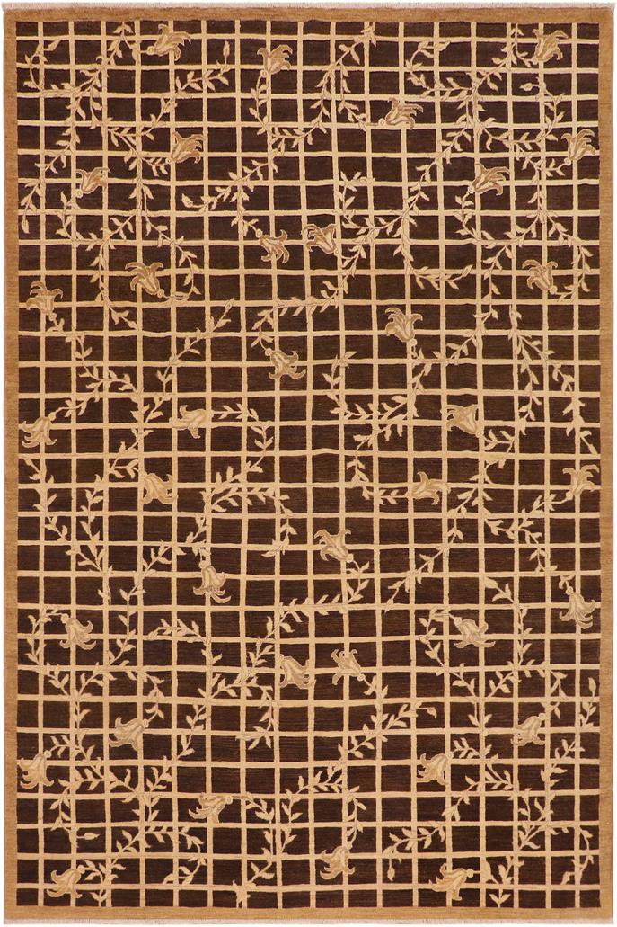 handmade Transitional Kafkaz Brown Beige Hand Knotted RECTANGLE 100% WOOL area rug 9 x 12