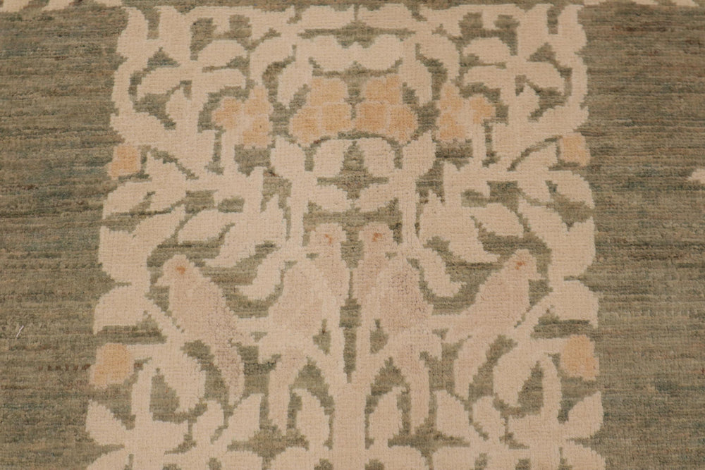 handmade Modern Kafkaz Lt. Green Beige Hand Knotted RECTANGLE 100% WOOL area rug 9' x 12'
