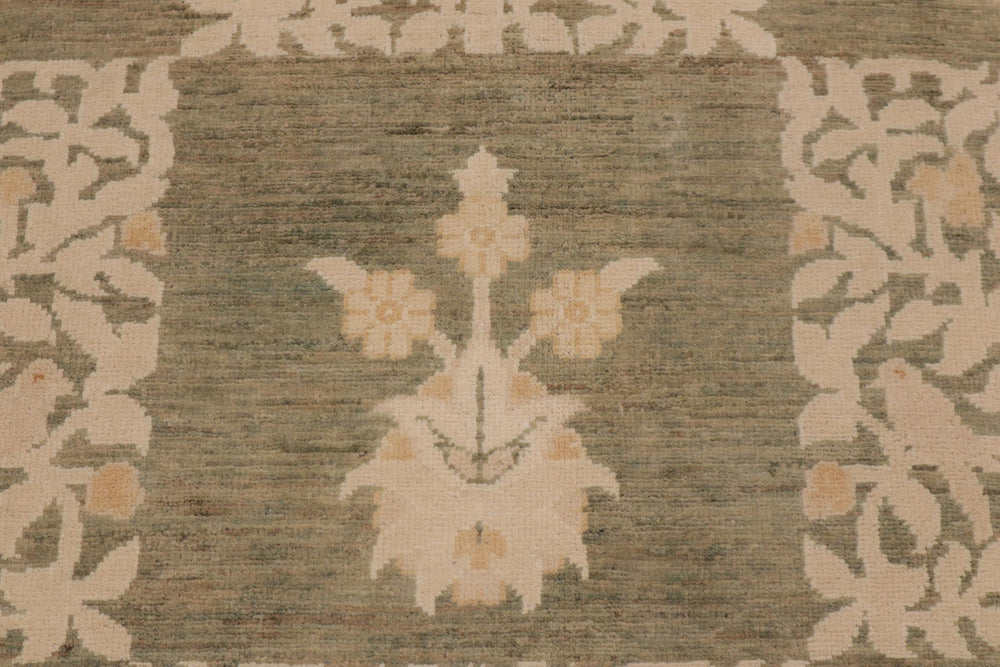 handmade Modern Kafkaz Lt. Green Beige Hand Knotted RECTANGLE 100% WOOL area rug 9' x 12'