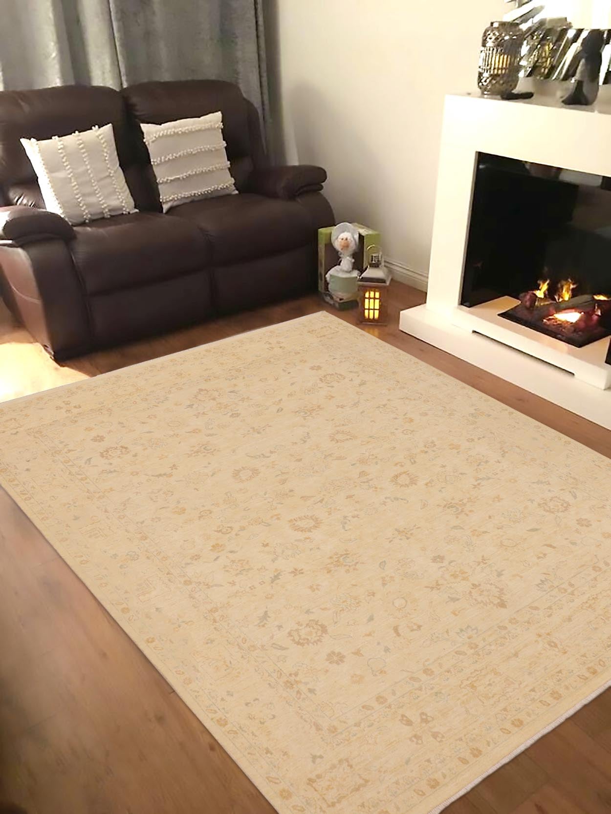 handmade Traditional Kafkaz Beige Brown Hand Knotted RECTANGLE 100% WOOL area rug 9x12