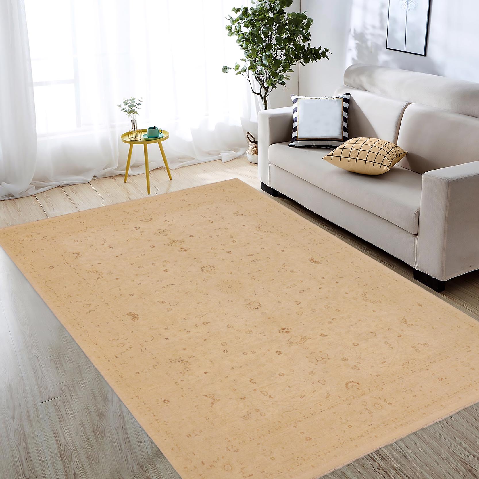 handmade Traditional Kafkaz Beige Beige Hand Knotted RECTANGLE 100% WOOL area rug 9x12