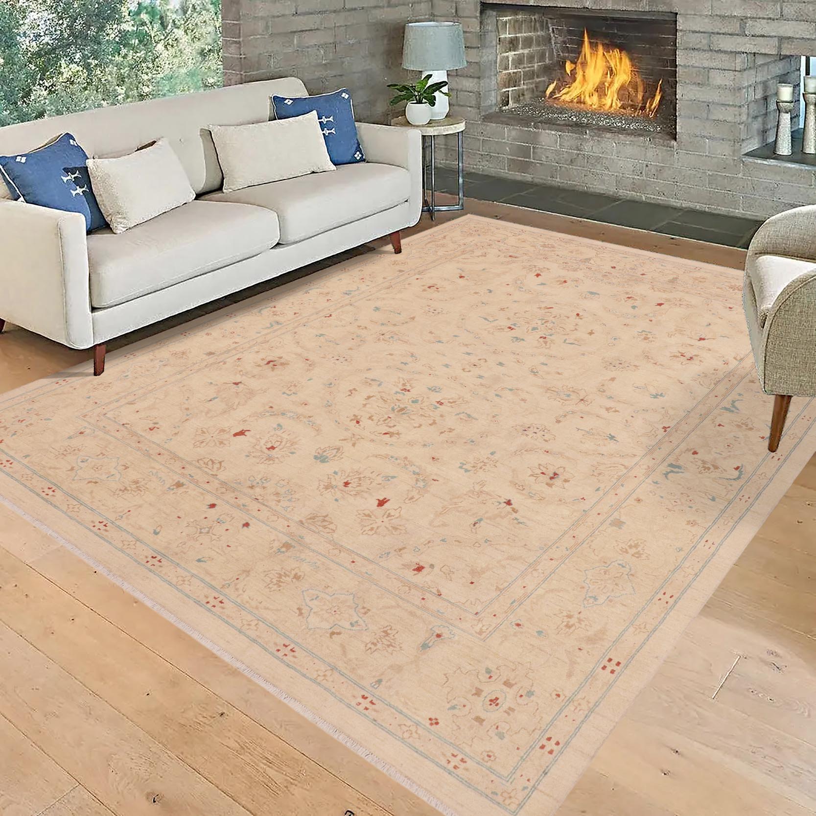 handmade Traditional Kafkaz Beige Lt. Brown Hand Knotted RECTANGLE 100% WOOL area rug 9x12