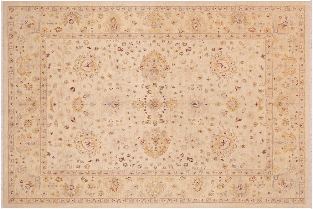 handmade Traditional Kafkaz Beige Lt. Gold Hand Knotted RECTANGLE 100% WOOL area rug 9x12