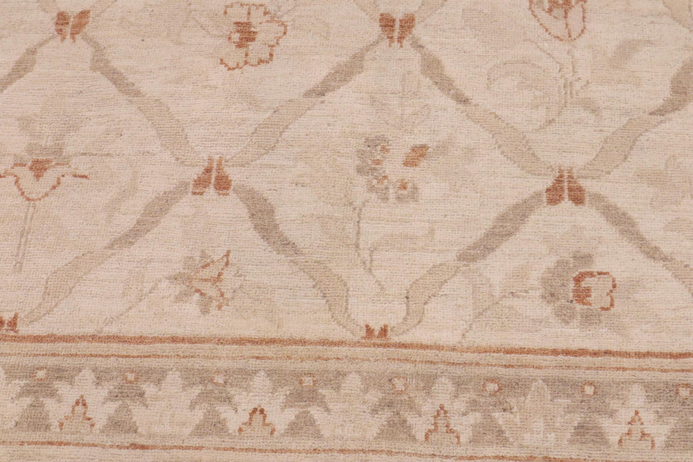handmade Transitional Kafkaz Beige Copper Hand Knotted RECTANGLE 100% WOOL area rug 9' x 12'