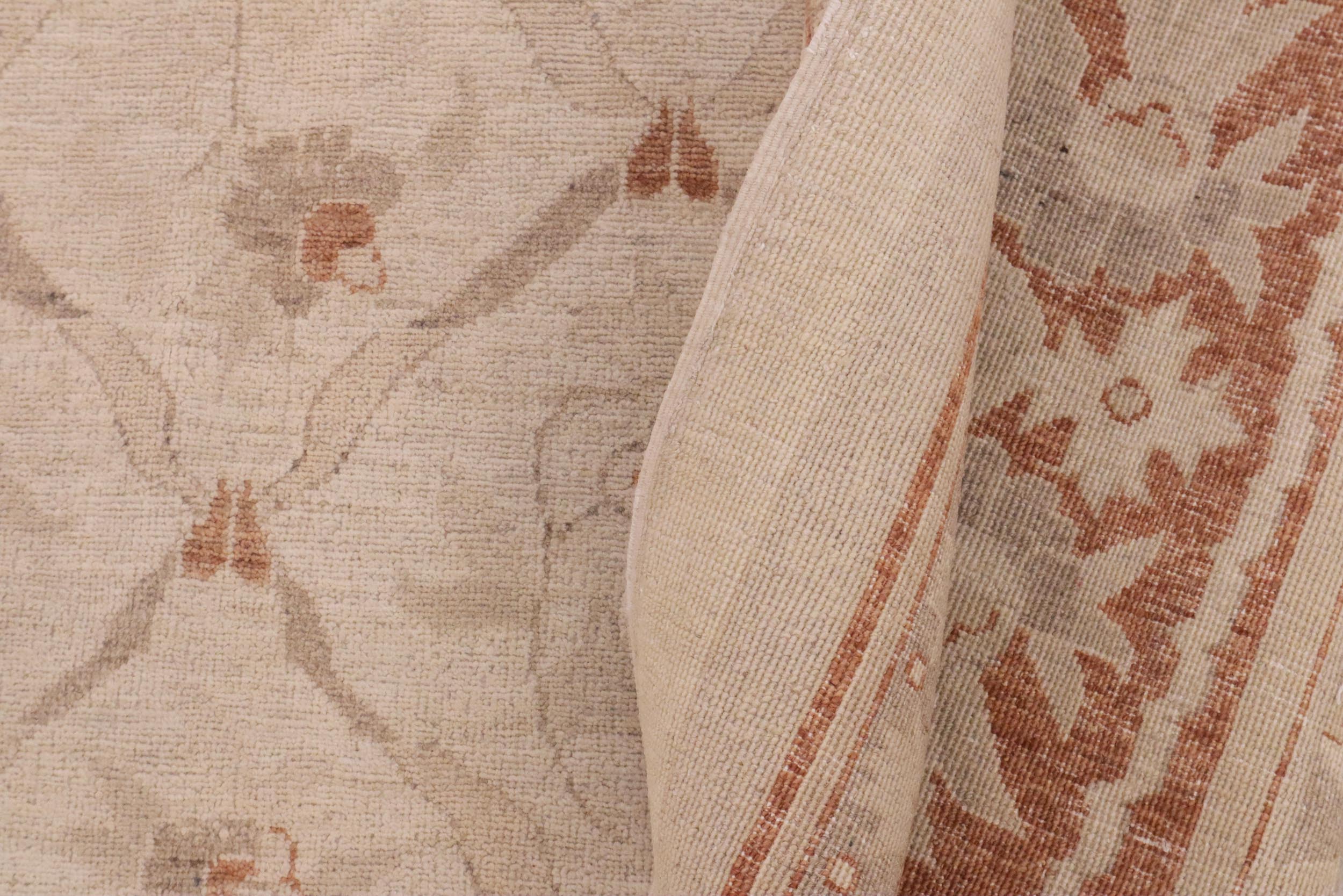 handmade Transitional Kafkaz Beige Copper Hand Knotted RECTANGLE 100% WOOL area rug 9' x 12'