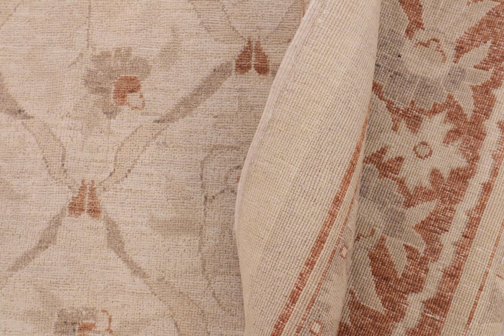 handmade Transitional Kafkaz Beige Copper Hand Knotted RECTANGLE 100% WOOL area rug 9' x 12'