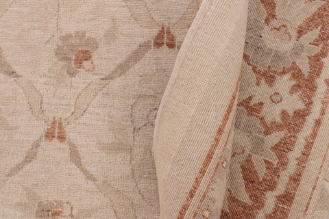 handmade Transitional Kafkaz Beige Copper Hand Knotted RECTANGLE 100% WOOL area rug 9' x 12'