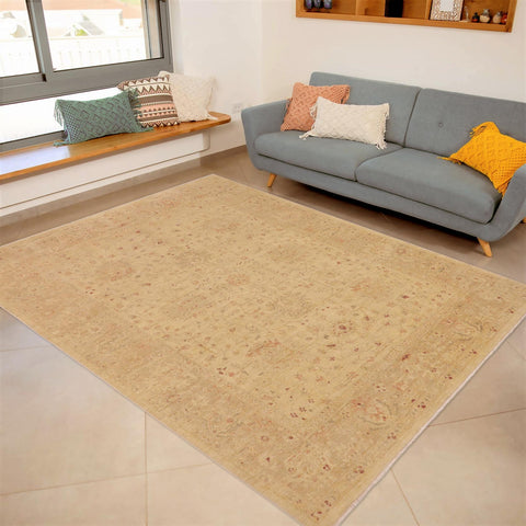 handmade Traditional Kafkaz Lt. Gold Tan Hand Knotted RECTANGLE 100% WOOL area rug 9x12