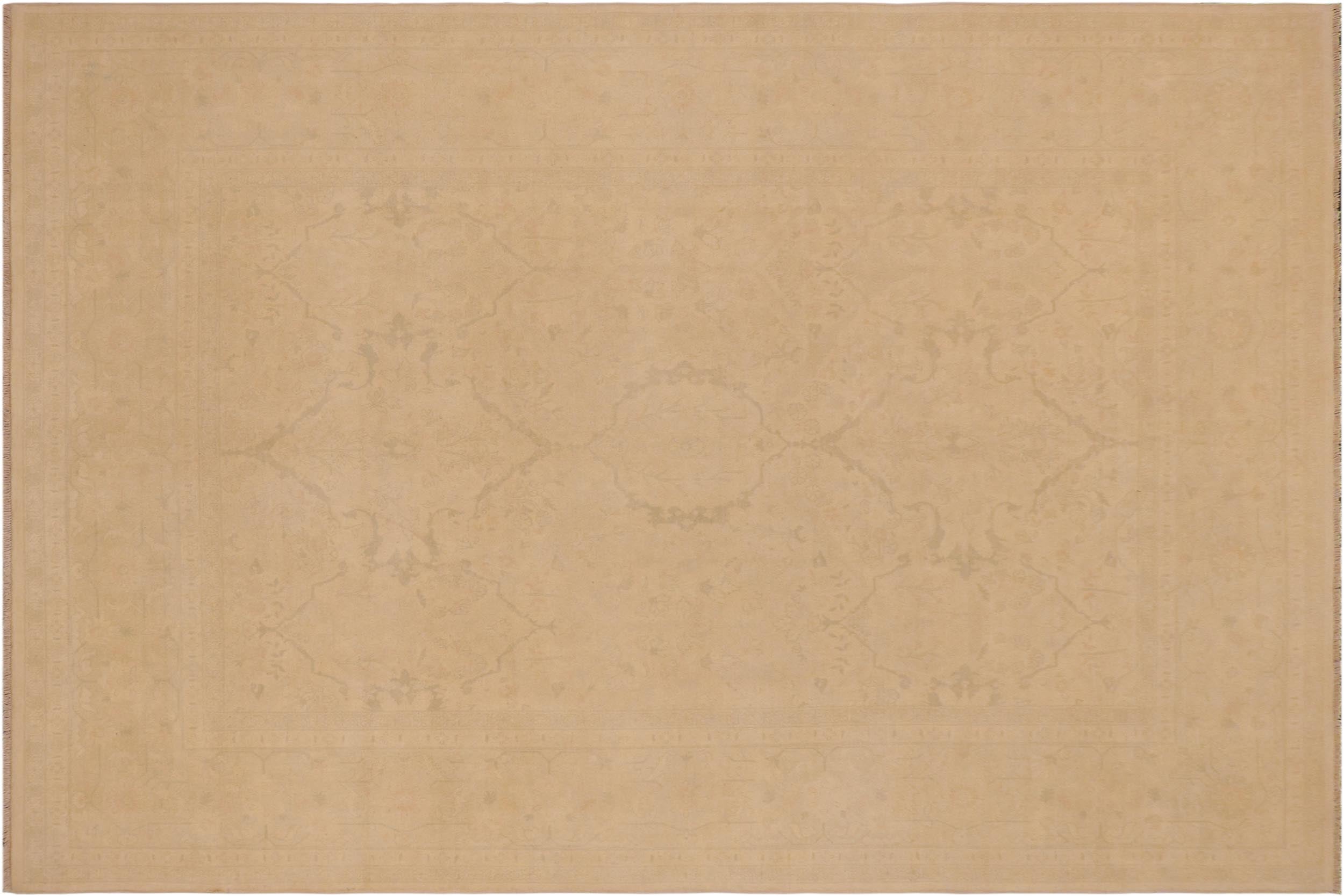 handmade Traditional Kafkaz Beige Beige Hand Knotted RECTANGLE 100% WOOL area rug 9x12