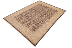 handmade Transitional Kafkaz Brown Beige Hand Knotted RECTANGLE 100% WOOL area rug 9 x 12