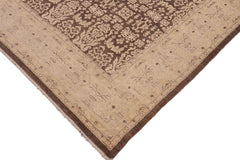 handmade Transitional Kafkaz Brown Beige Hand Knotted RECTANGLE 100% WOOL area rug 9 x 12