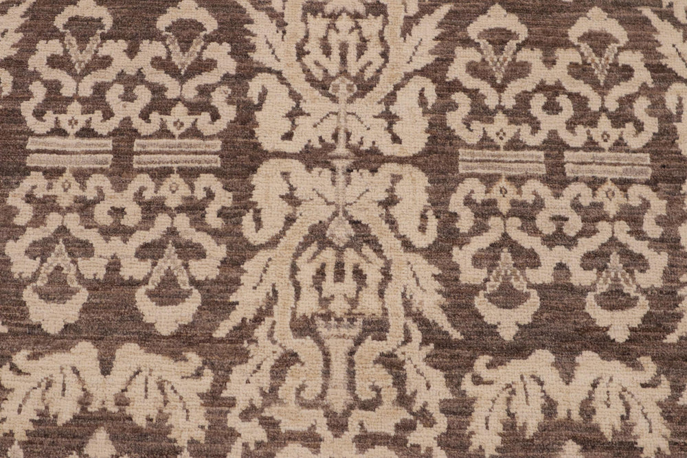 handmade Transitional Kafkaz Brown Beige Hand Knotted RECTANGLE 100% WOOL area rug 9' x 12'