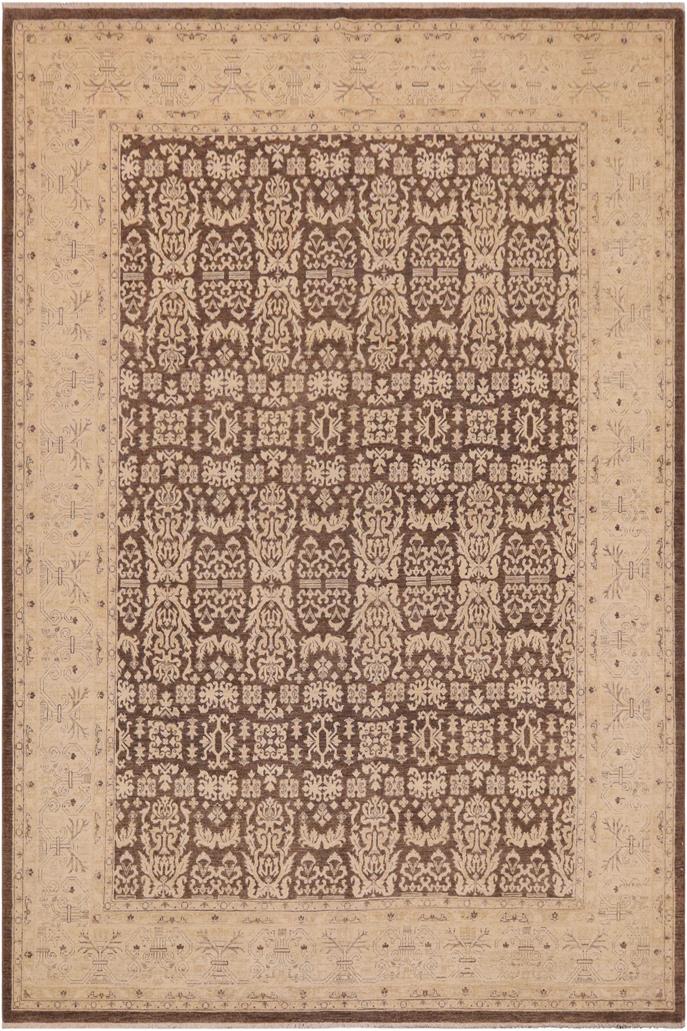 handmade Transitional Kafkaz Brown Beige Hand Knotted RECTANGLE 100% WOOL area rug 9 x 12