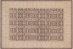 handmade Transitional Kafkaz Brown Beige Hand Knotted RECTANGLE 100% WOOL area rug 9' x 12'