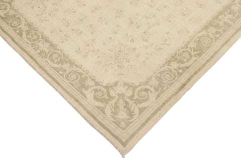 handmade Transitional Kafkaz Beige Green Hand Knotted RECTANGLE 100% WOOL area rug 9' x 12'