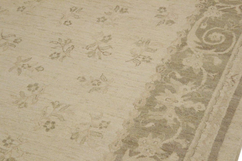 handmade Transitional Kafkaz Beige Green Hand Knotted RECTANGLE 100% WOOL area rug 9' x 12'