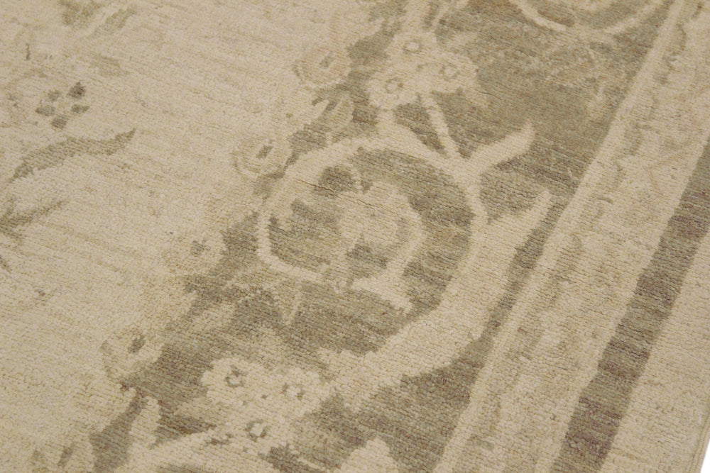 handmade Transitional Kafkaz Beige Green Hand Knotted RECTANGLE 100% WOOL area rug 9' x 12'