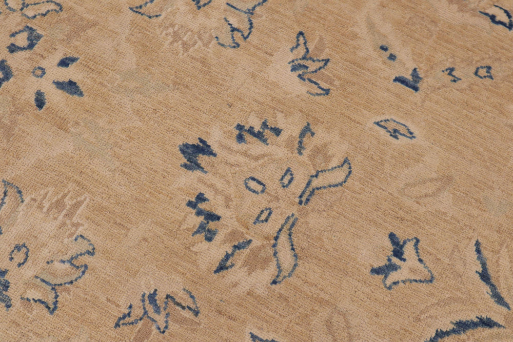 handmade Traditional Kafkaz Taupe Blue Hand Knotted RECTANGLE 100% WOOL area rug 9x12