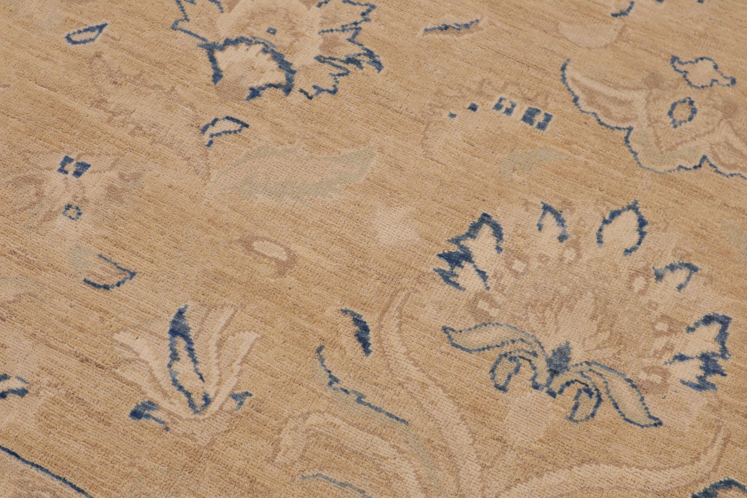handmade Traditional Kafkaz Taupe Blue Hand Knotted RECTANGLE 100% WOOL area rug 9x12