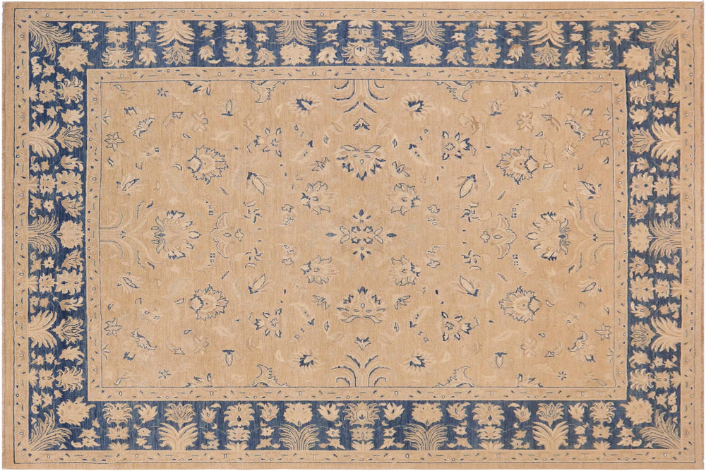handmade Traditional Kafkaz Taupe Blue Hand Knotted RECTANGLE 100% WOOL area rug 9x12